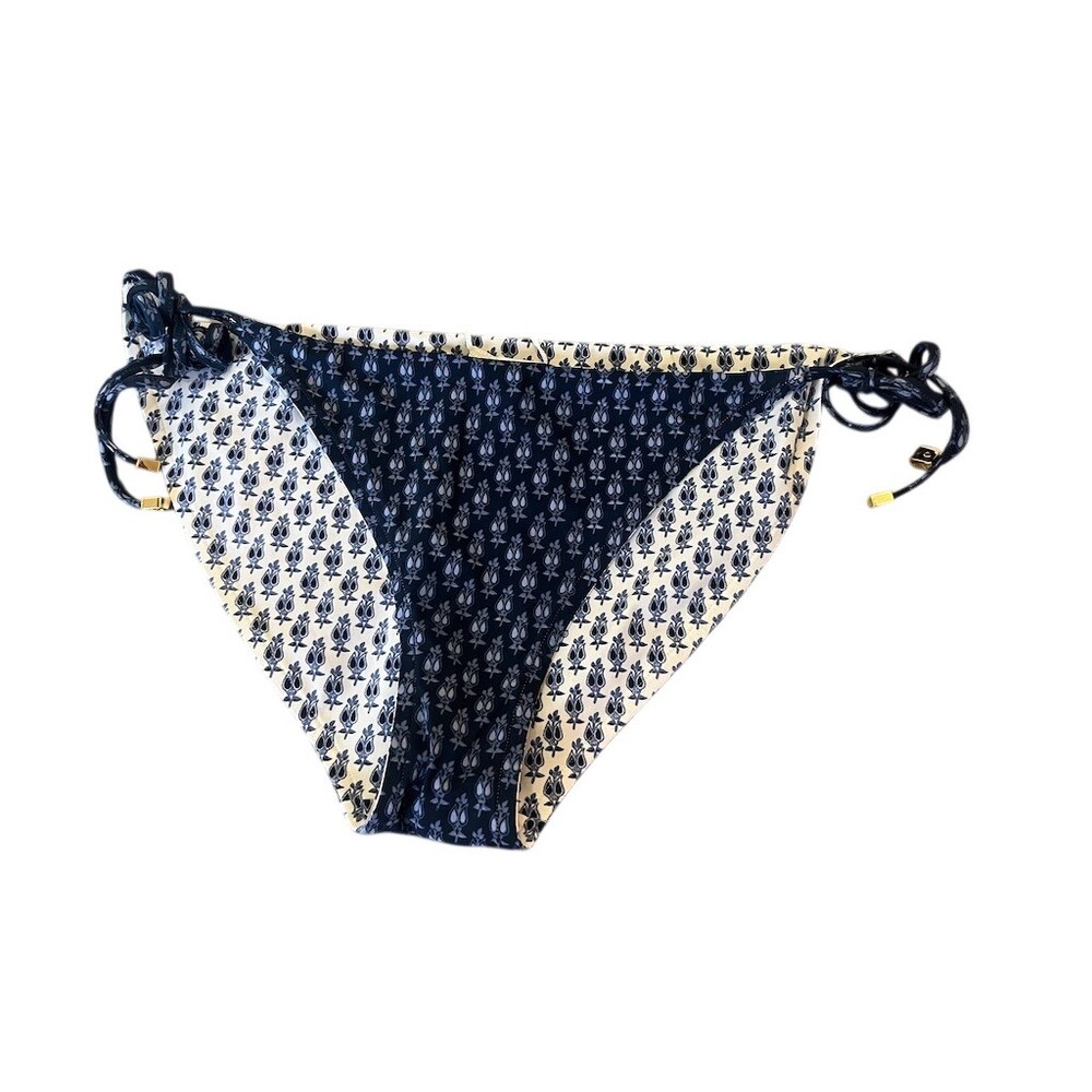 Tory Burch Bikini Bottom Womens Size L Navy White Floral Reversible - Picture 6 of 6